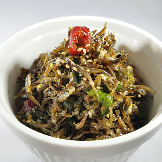 고추멸치볶음  stir-fried anchovies with green pepper